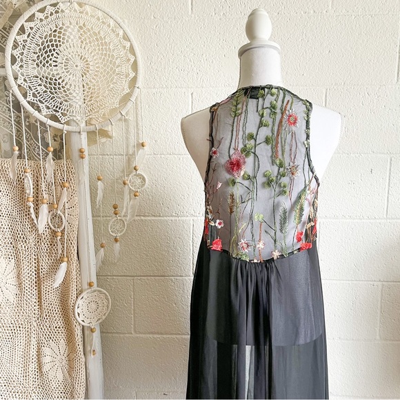 NWOT David & Young Black Embroidered Kimono / Duster / Cover Up - Picture 8 of 11